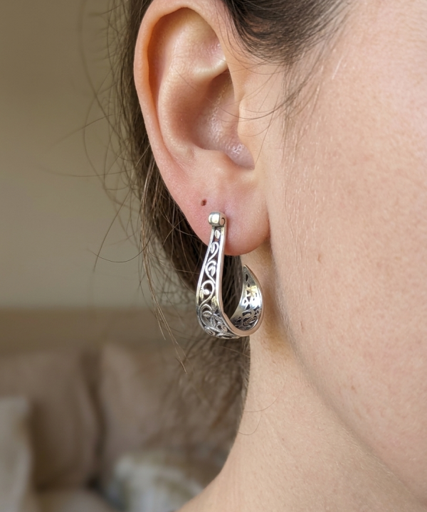boucles d’oreilles argent martelé artisanal Bali