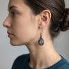 boucles d'oreilles argent et pierre d'améthyste, artisanat Bali