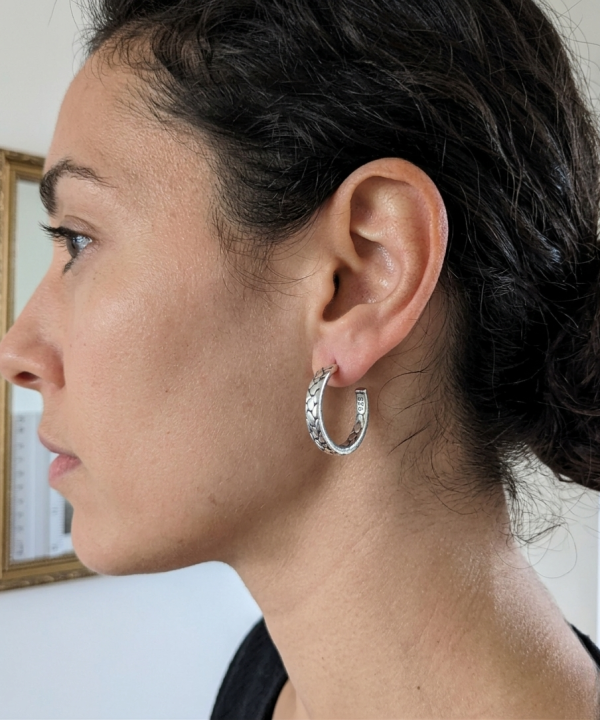 Boucles d'oreilles argent, Bali, portées