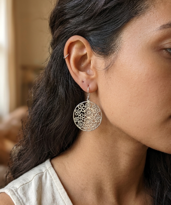 Boucles d’oreilles ajourées en argent 925, artisanat de Bali