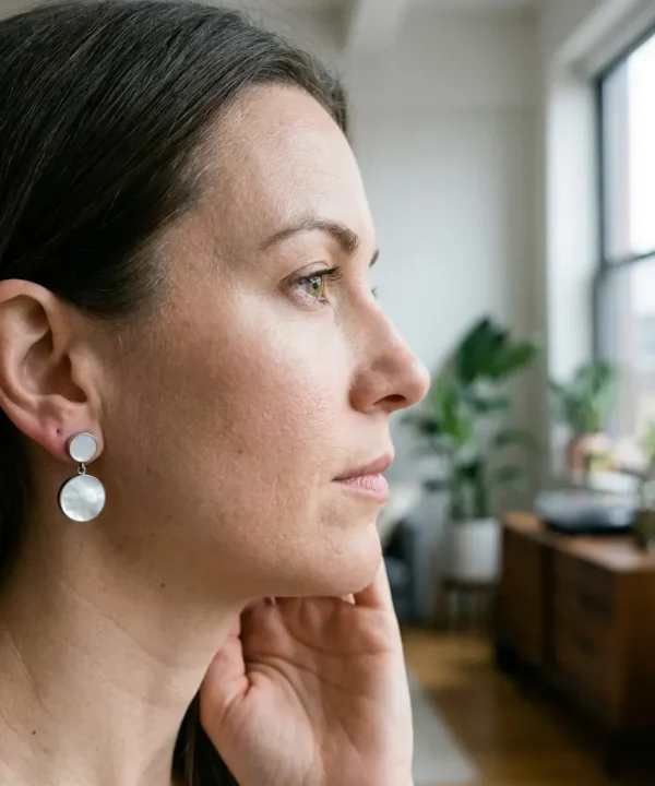 Bo argent et nacre, artisanat Bali, fait main, modèle féminin