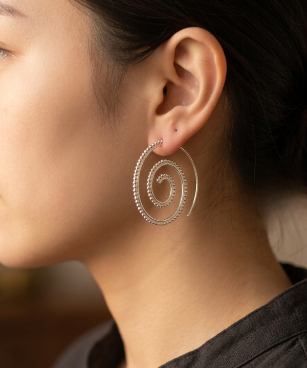 Bo spirale argent, artisanat balinais, fait main