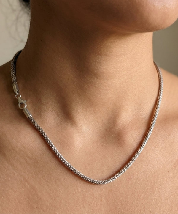 Chaîne maille serpent ronde, 2,5 mm d'épaisseur, Argent 925, sans nickel, Bali