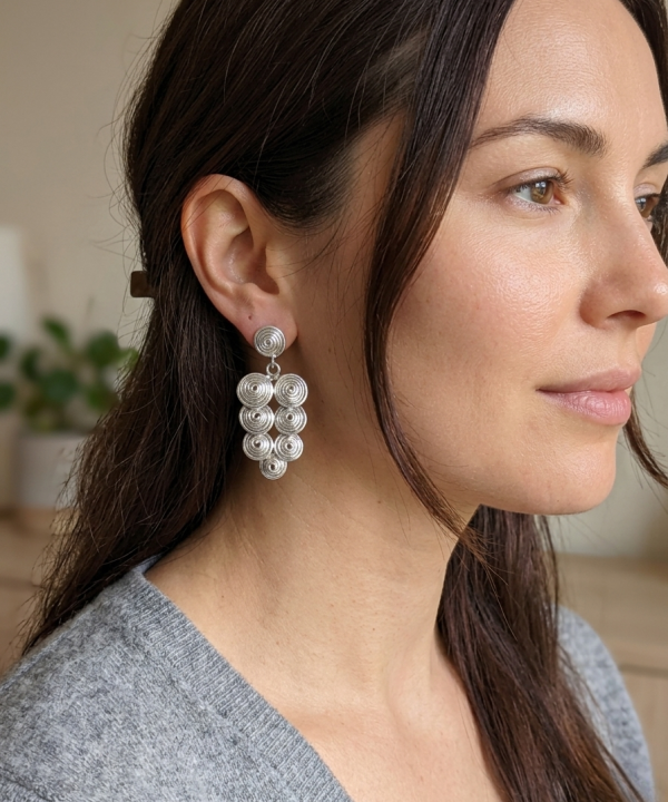 boucles en argent artisanat bali, fait main