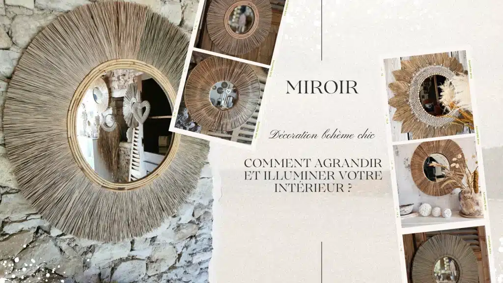 Miroir balinais cadre sculpté bois agrandir espace entrée