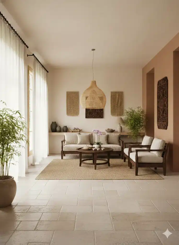 Suspension luminaire balinais rotin Bola kayu lumière tamisée salon