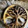 Arbre de Vie mural en bois sculpté Balinais, design ajouré circulaire.
