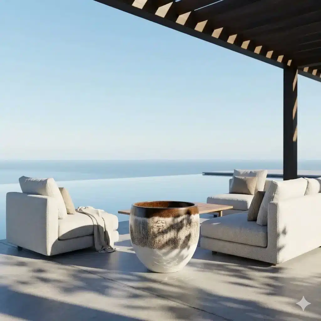 vasque pot en cocotier creusé 60 cm de haut