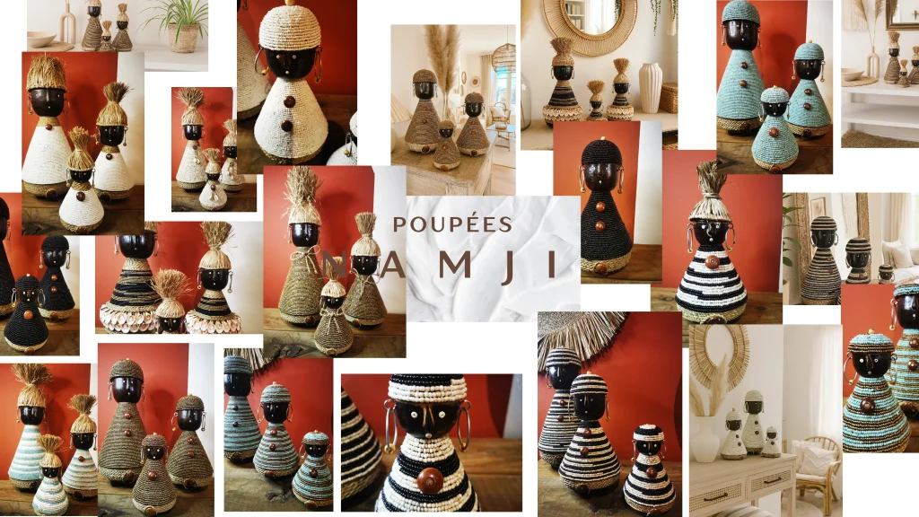 poupée Namji faite main à Bali ornements perles artisanat balinais décoration ethnique