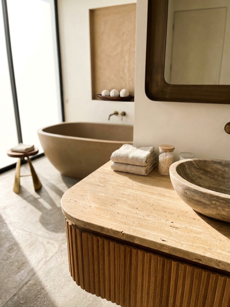 Boules coquillages cauris salle de bain ambiance tamisée Bali fait main