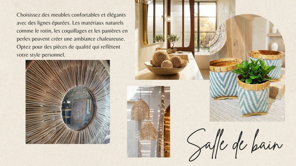 miroir, luminaire, salle de bain style balinais décoration naturelle