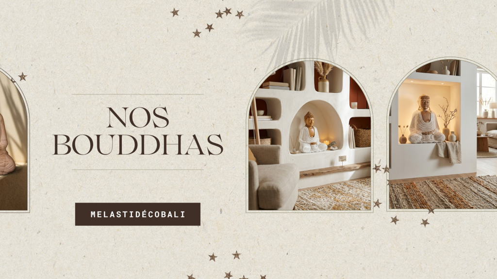 Statue bouddha méditation, bois de suar, artisanat Bali fait main