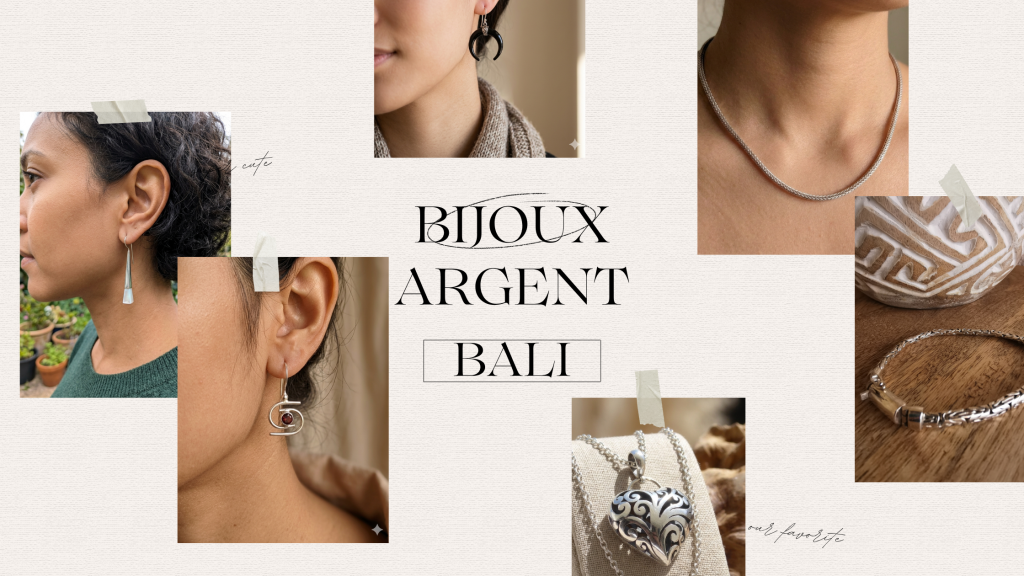 Bague et boucle d'oreille argent Bali filigrane fait main motif floral artisan balinais